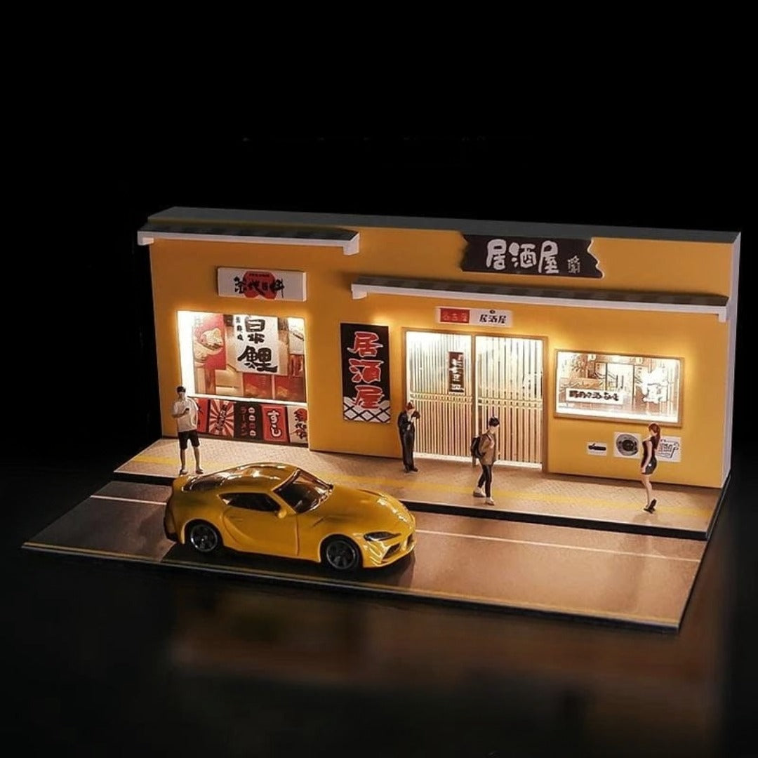 3D Printed Street Side Japanese-style Ramen Shop Sushi Shop Diorama Garage for Car - Scale 1:64 (No Cod Allowed On This Product) - Prepaid Orders Only