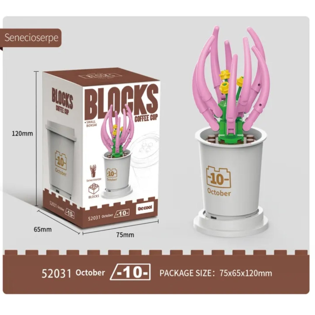 Decool 3D DIY Blocks Coffee Cup Small Bonsai for Decor - Senecioserpe