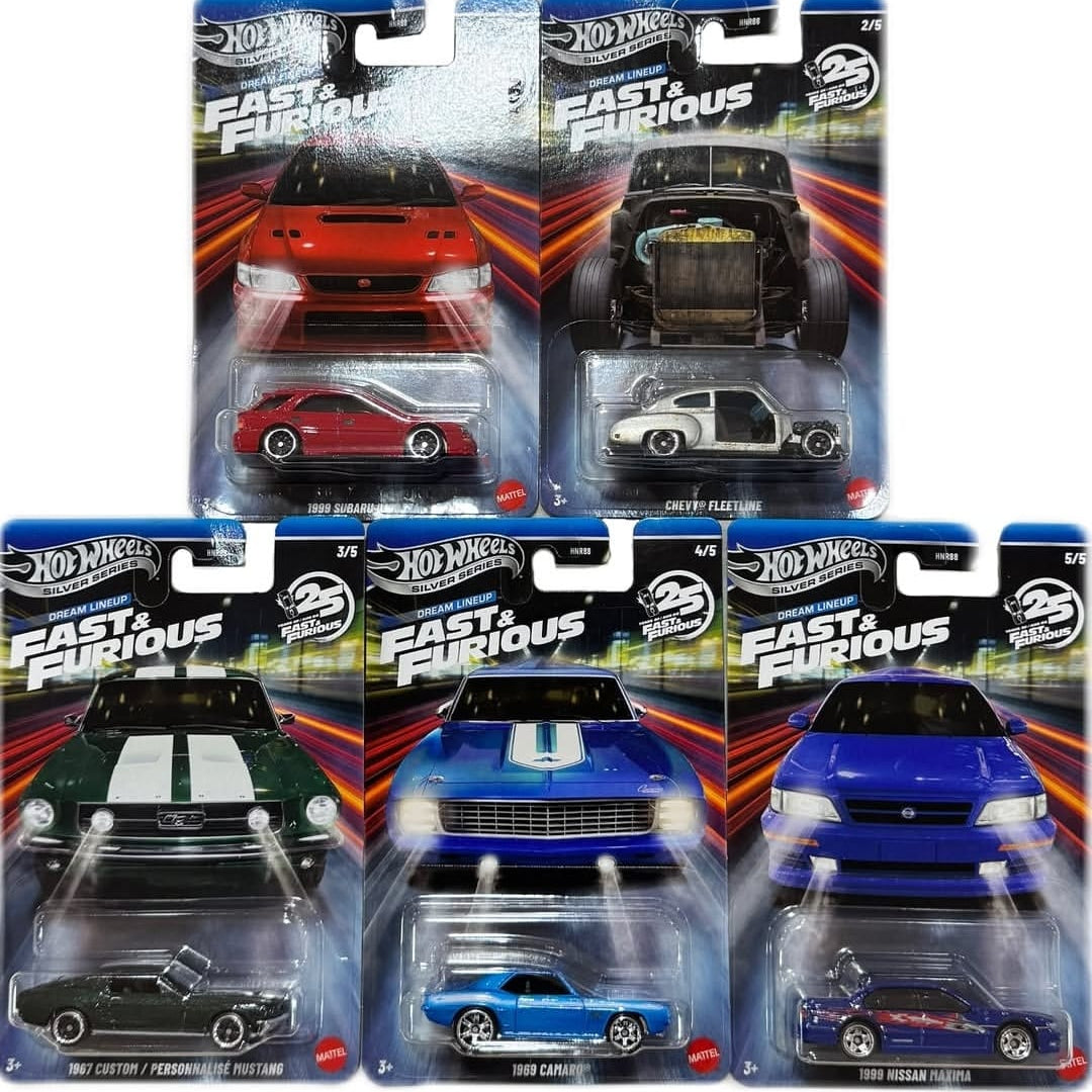 Hot Wheels Scale 1:64 Imported 2026 Silver Series Dream Line up Fast and Furious - Set Of 5