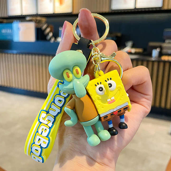 Spongebob Keychain with Bagcharm and Strap (Select From Drop Down)