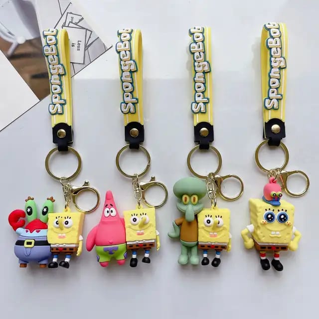 Spongebob Keychain with Bagcharm and Strap (Select From Drop Down)