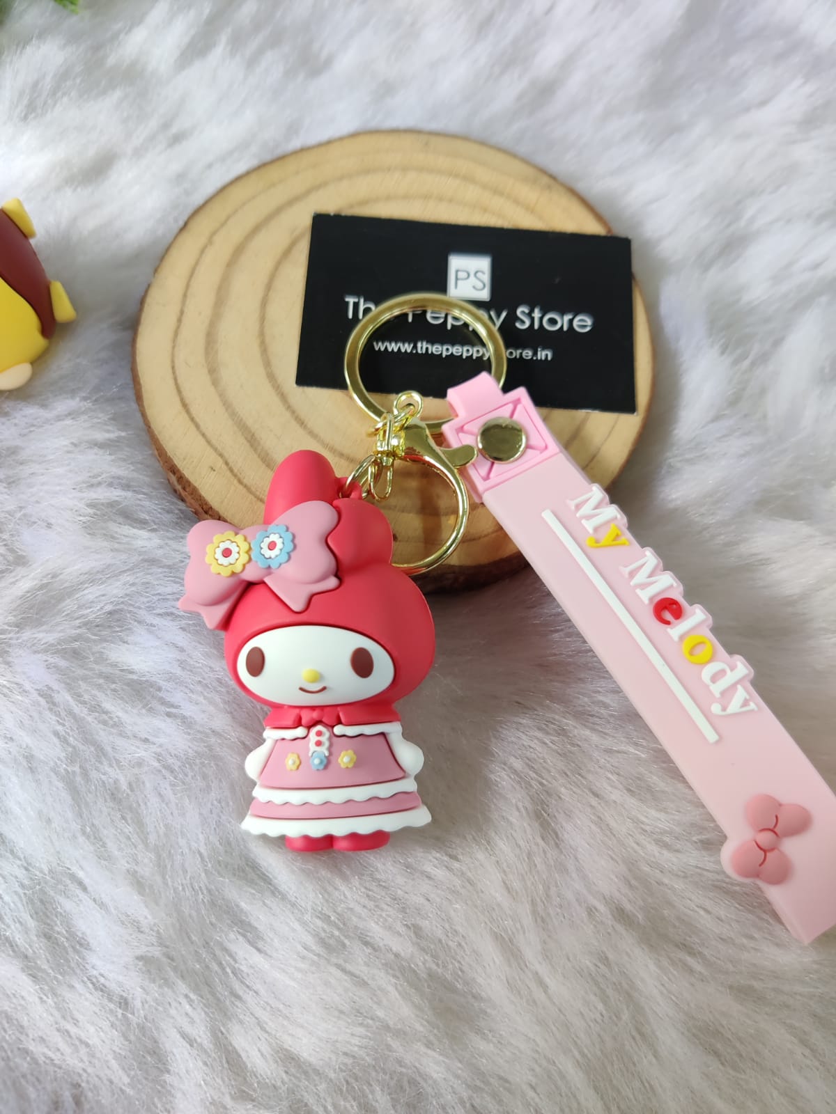 Cute Hello Kitty Cat 3D Silicon Keychain with Bagcharm and Strap (Select From Drop Down)