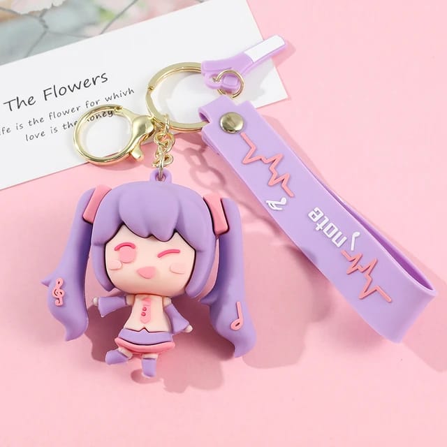 Cute Girl 3D Silicon Keychain With Bagcharm and Strap (Select From Drop Down)