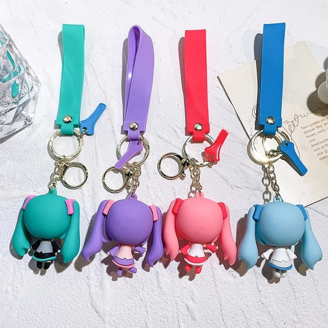 Cute Girl 3D Silicon Keychain With Bagcharm and Strap (Select From Drop Down)