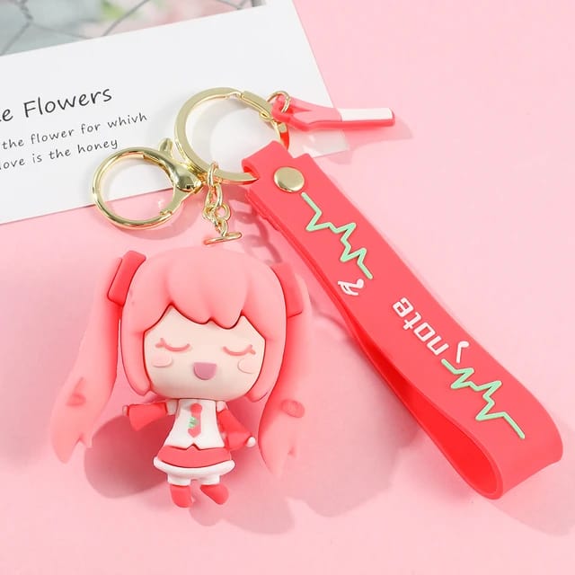 Cute Girl 3D Silicon Keychain With Bagcharm and Strap (Select From Drop Down)