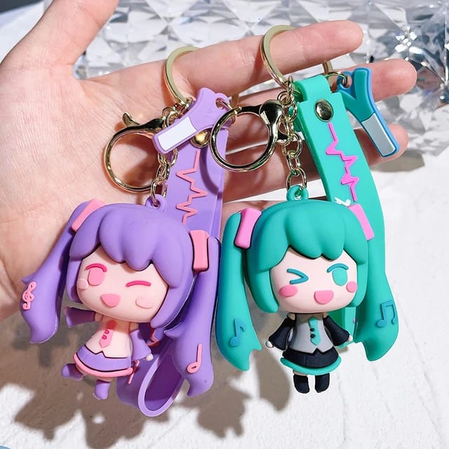 Cute Girl 3D Silicon Keychain With Bagcharm and Strap (Select From Drop Down)