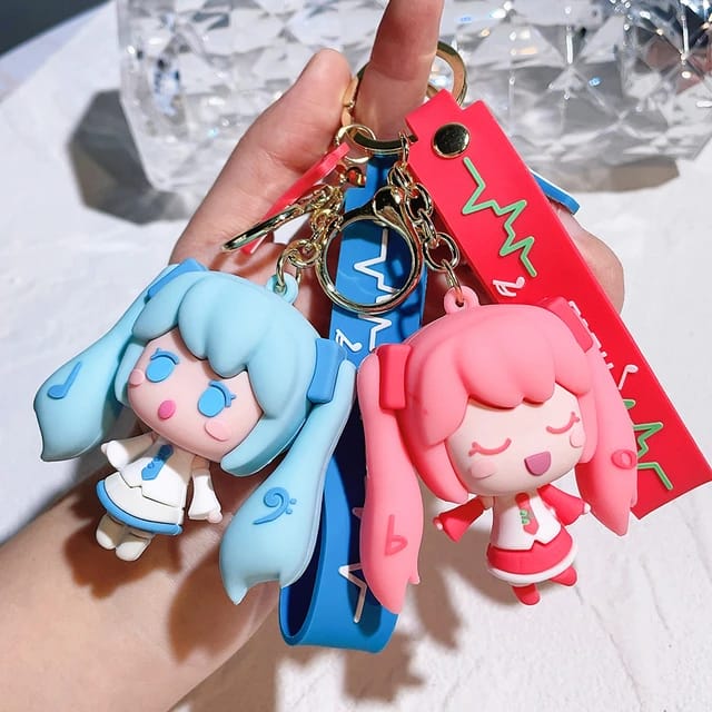 Cute Girl 3D Silicon Keychain With Bagcharm and Strap (Select From Drop Down)