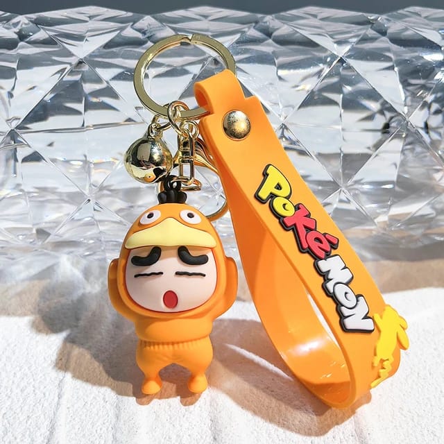 Shinchan Pokemon Cosplay Version 3D Silicon Keychain with Bagcharm and Strap (Choose From Dropdown)