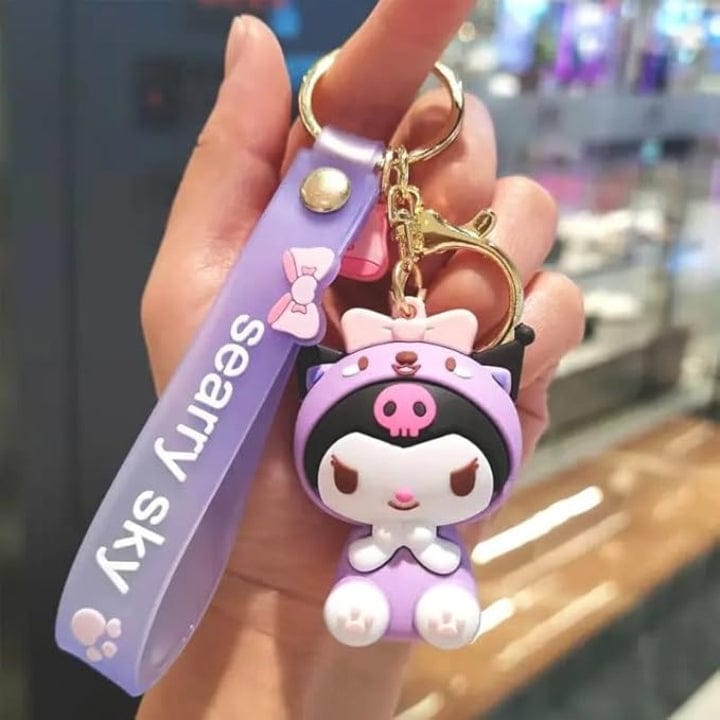 Cute Hello Kitty Cat 3D Silicon Keychain with Bagcharm and Strap (Select From Drop Down)