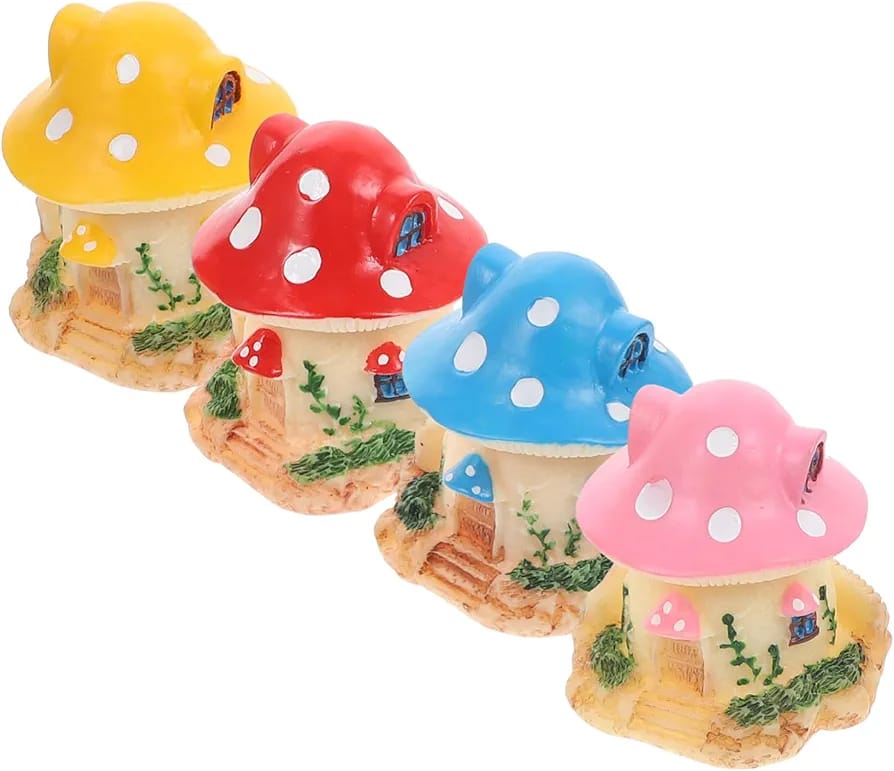 Mini Mushrooms Decoration Figures Set of 4