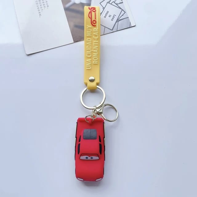 Cute Car 3D Silicon Keychain with Bagcharm and Strap (Choose From Drop Down)