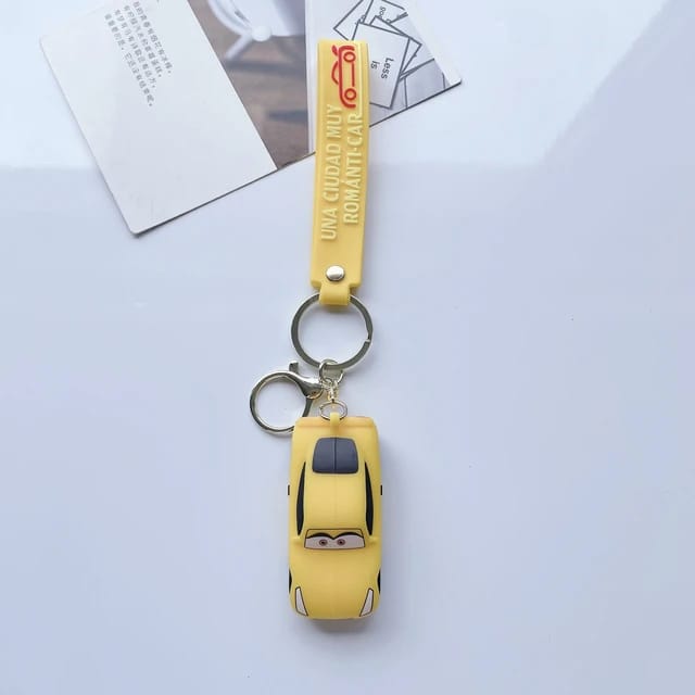 Cute Car 3D Silicon Keychain with Bagcharm and Strap (Choose From Drop Down)