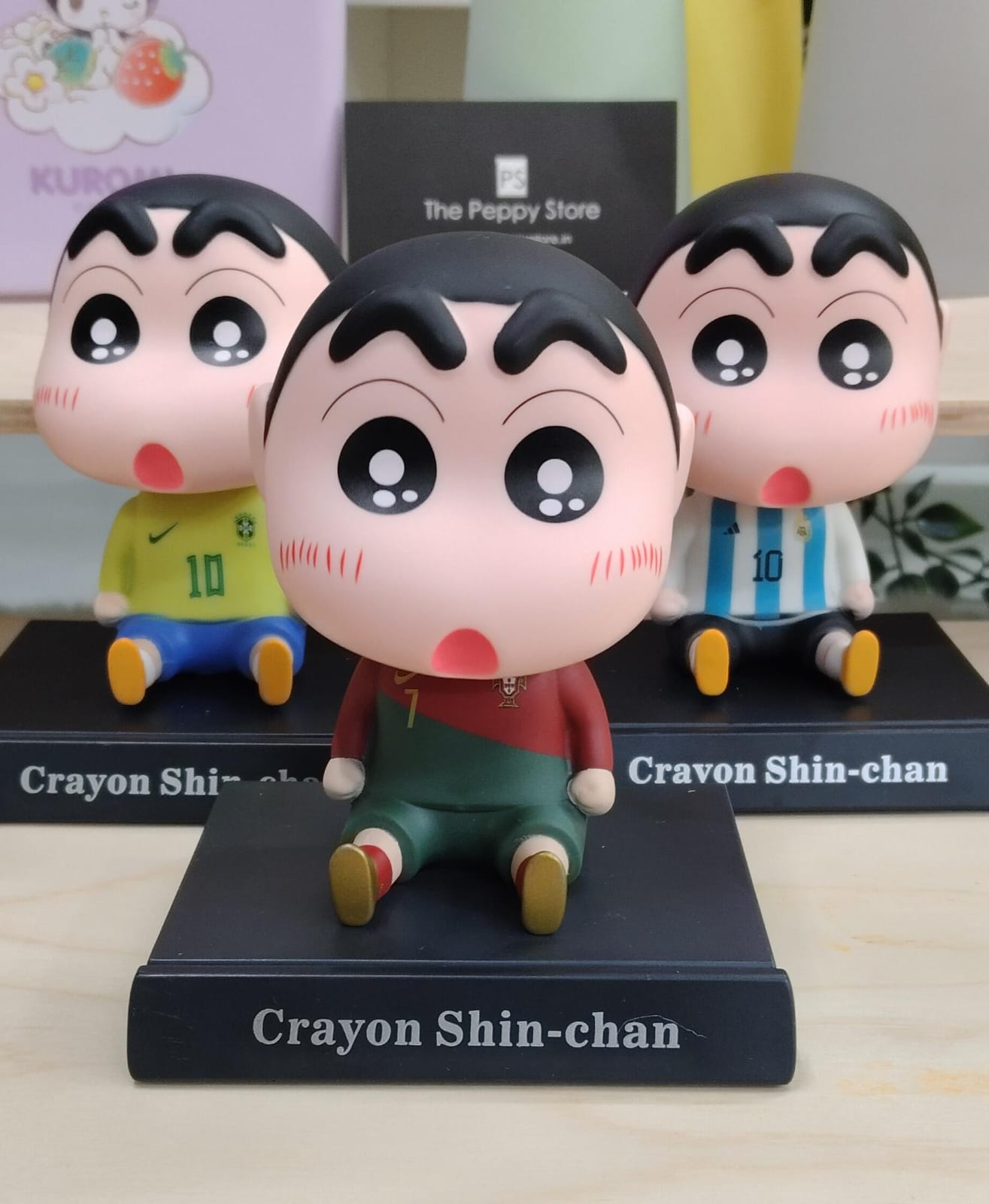 Shinchan Football Players Cosplay Version Bobblehead With Phonestand (Select From Drop Down)