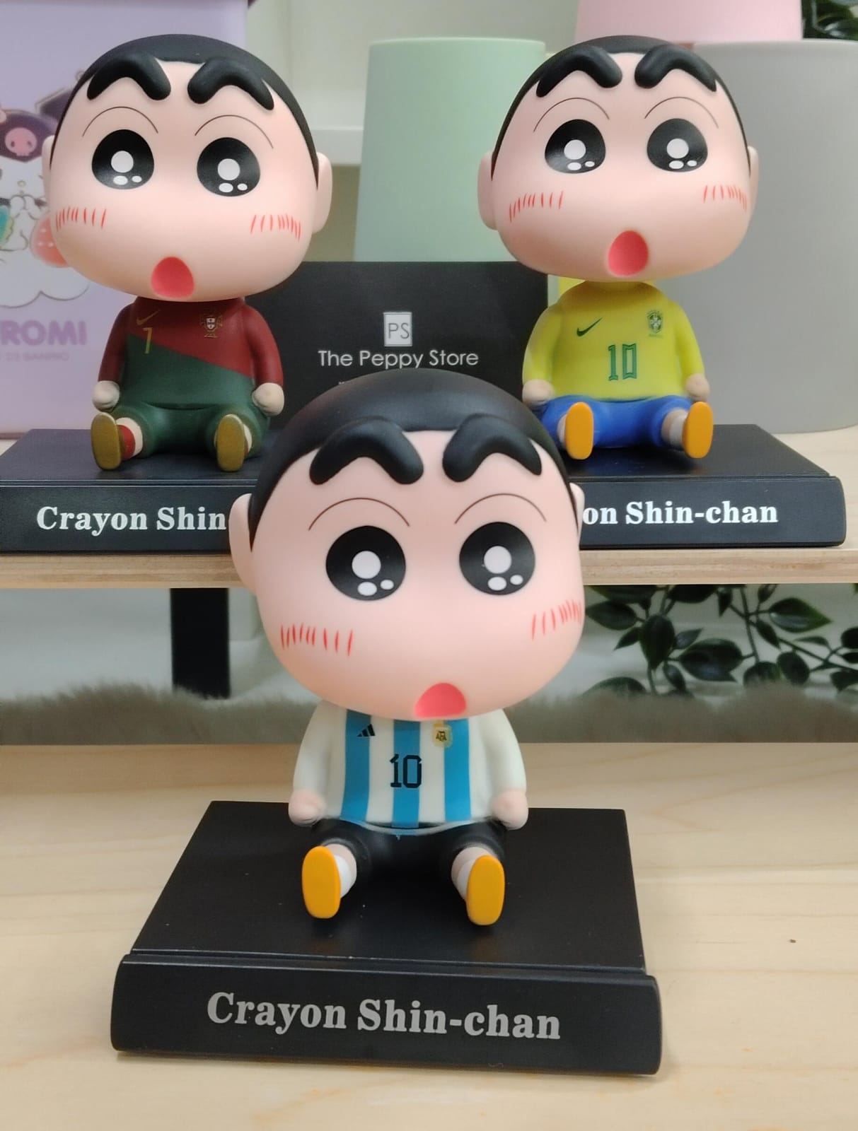 Shinchan Football Players Cosplay Version Bobblehead With Phonestand (Select From Drop Down)