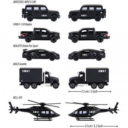 Majorette Swat Series Premium Diecast Car Model - Set of 5 - No Cash On Delivery Allowed On This Product)