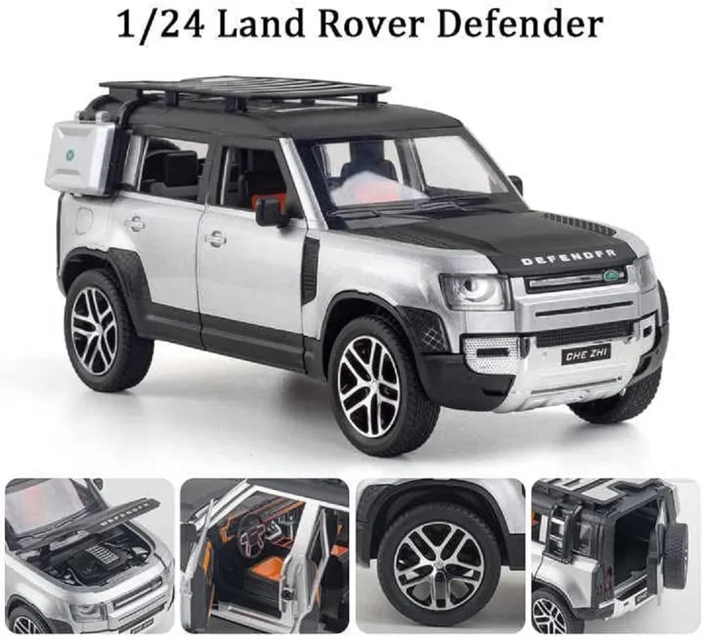 CHE ZHI Land Rover Defender 1 : 24 Simulation Sound And Light Pull Back Series Premium Diecast Car Model (No Cash On Delivery Allowed On This Product) - Prepaid Orders Only