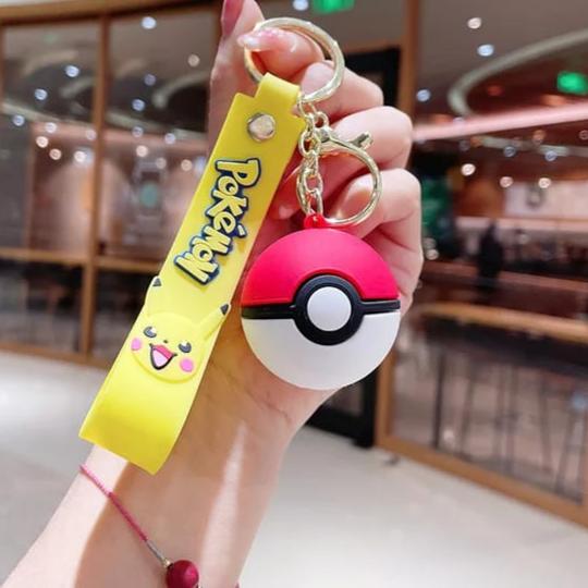 Pokemon Pokeball 3D Silicon Keychains With Bagcharm And Strap