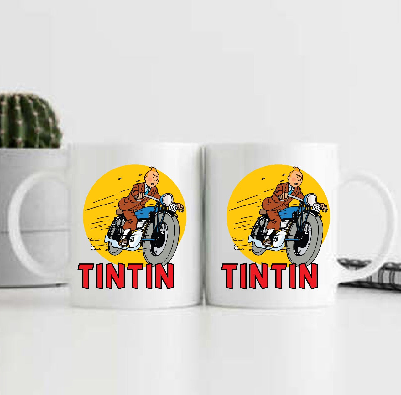 Tin Tin Riding Bike 3D Ceramic Coffee Mug