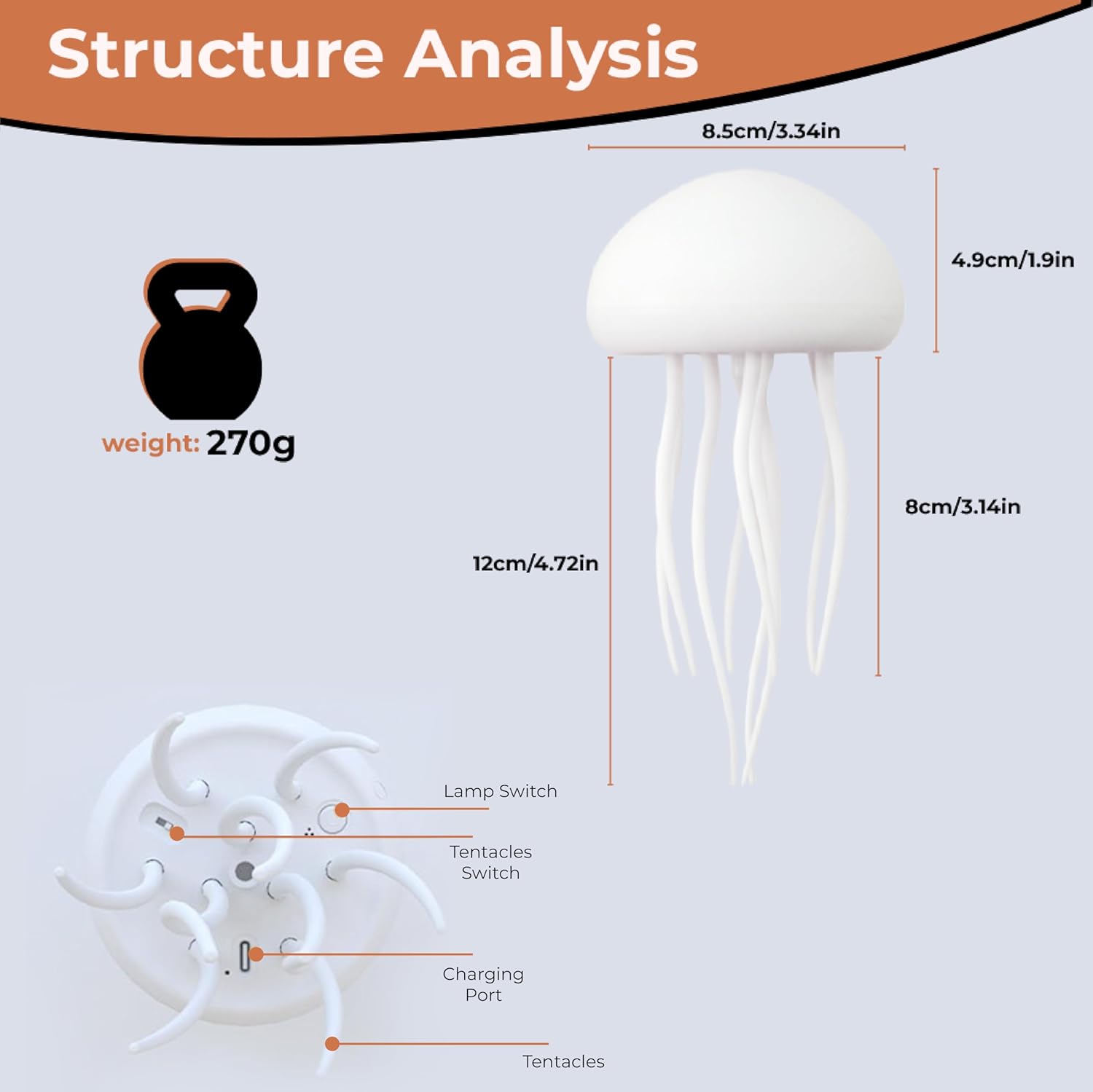 LED Colour Changing Jellyfish Lamp With USB