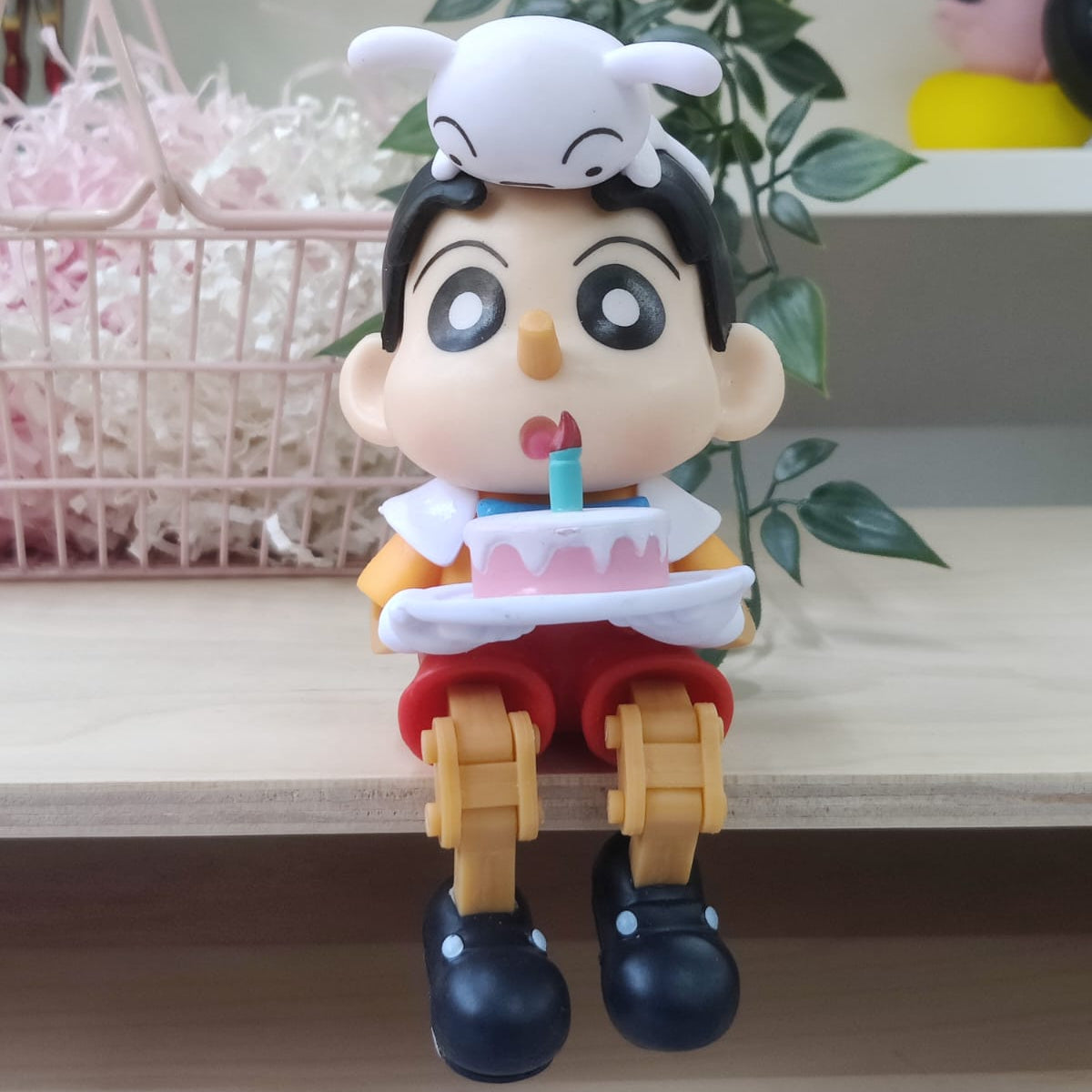 Cute Shinchan With Cake Self-Sitting Figure - Movable Legs