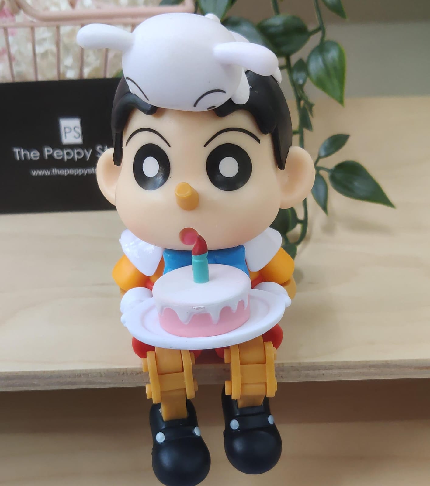 Cute Shinchan With Cake Self-Sitting Figure - Movable Legs