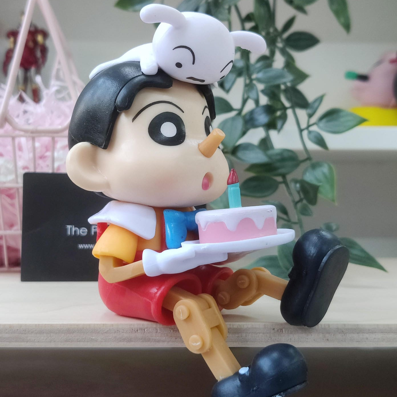 Cute Shinchan With Cake Self-Sitting Figure - Movable Legs