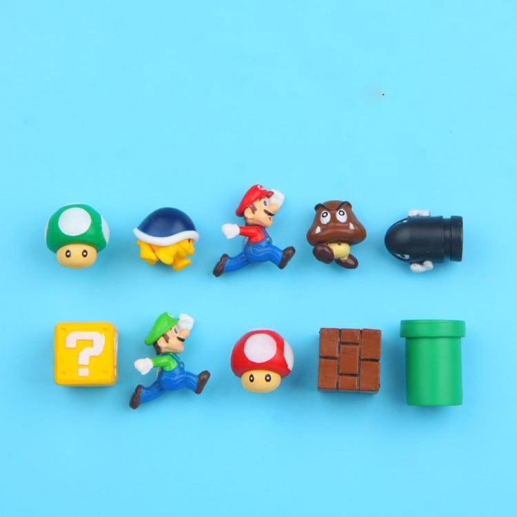 Mini Super Mario Set of 10 Magnets