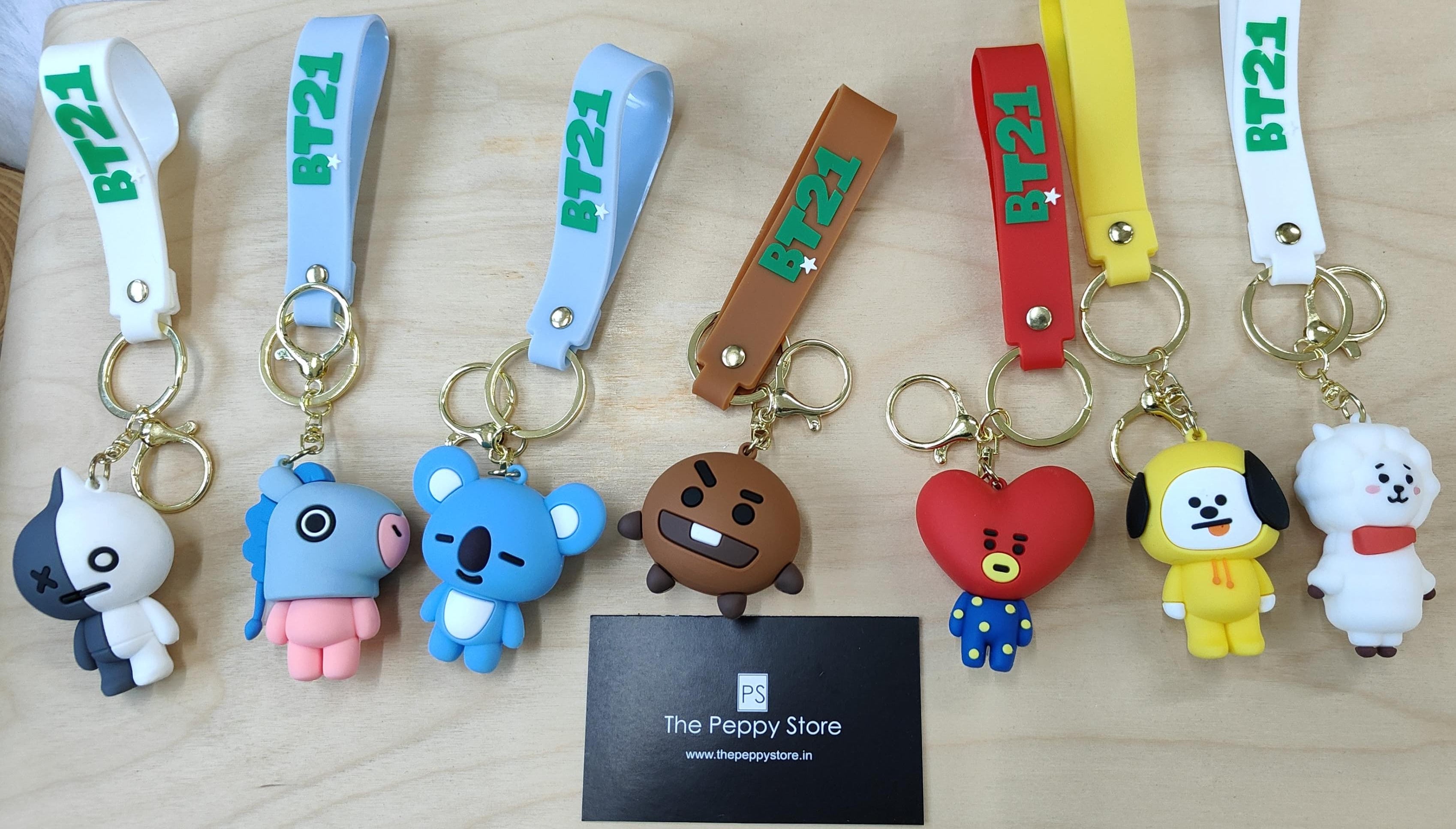 Bts / Bt21 3D Silicon Keychains with  Bagcharm and Strap ( Select From Dropdown Menu)