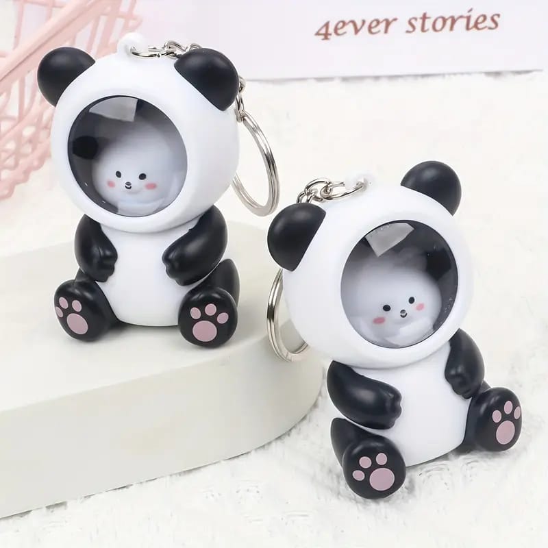 Bear In Panda Cosplay 3D Keychain With Light (Random Bear will be provided)