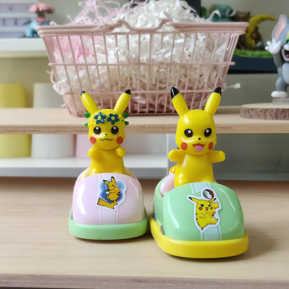 Pokemon Pikachu  Dashing Car ( Pullback) Set of 2 Figure . Random colors Will Be Provided