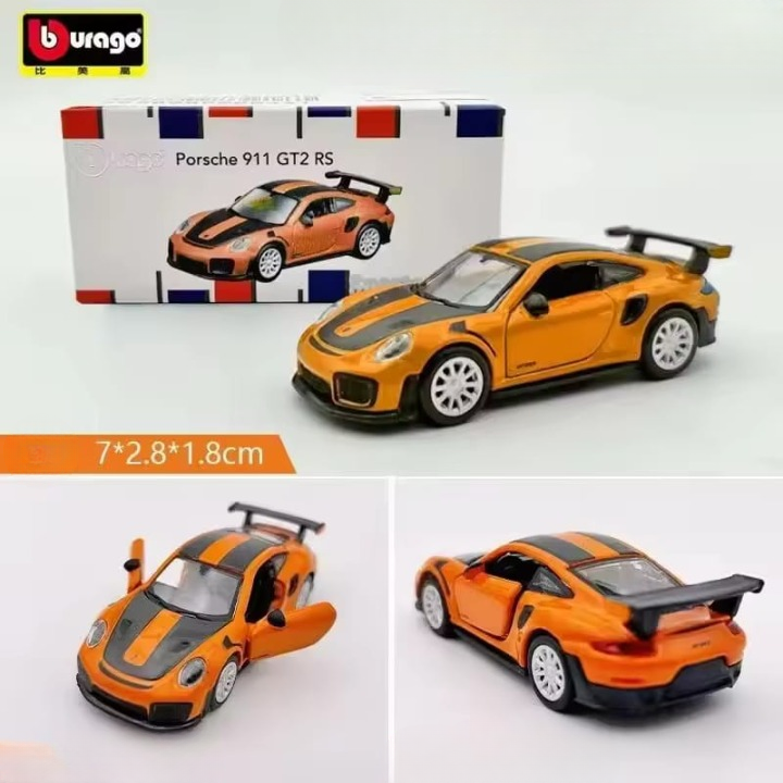Official Bburago Porsche 911 GT2 RS Orange - 1 : 64 Diecast Scale Model