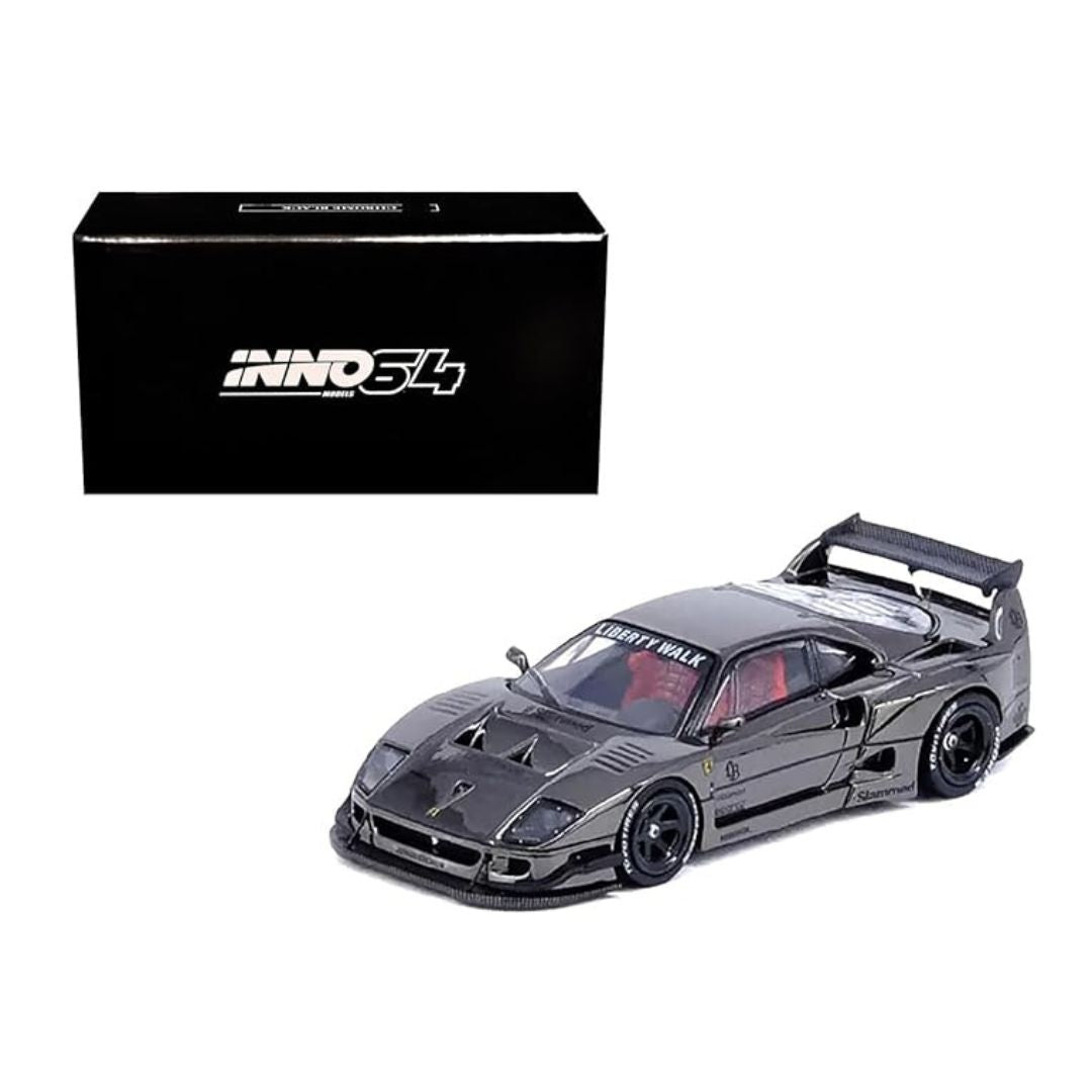 Inno64 LBWK Liberty Walk Ferrari F40 Chrome Black [1:64 Scale] Die-Cast Model Car