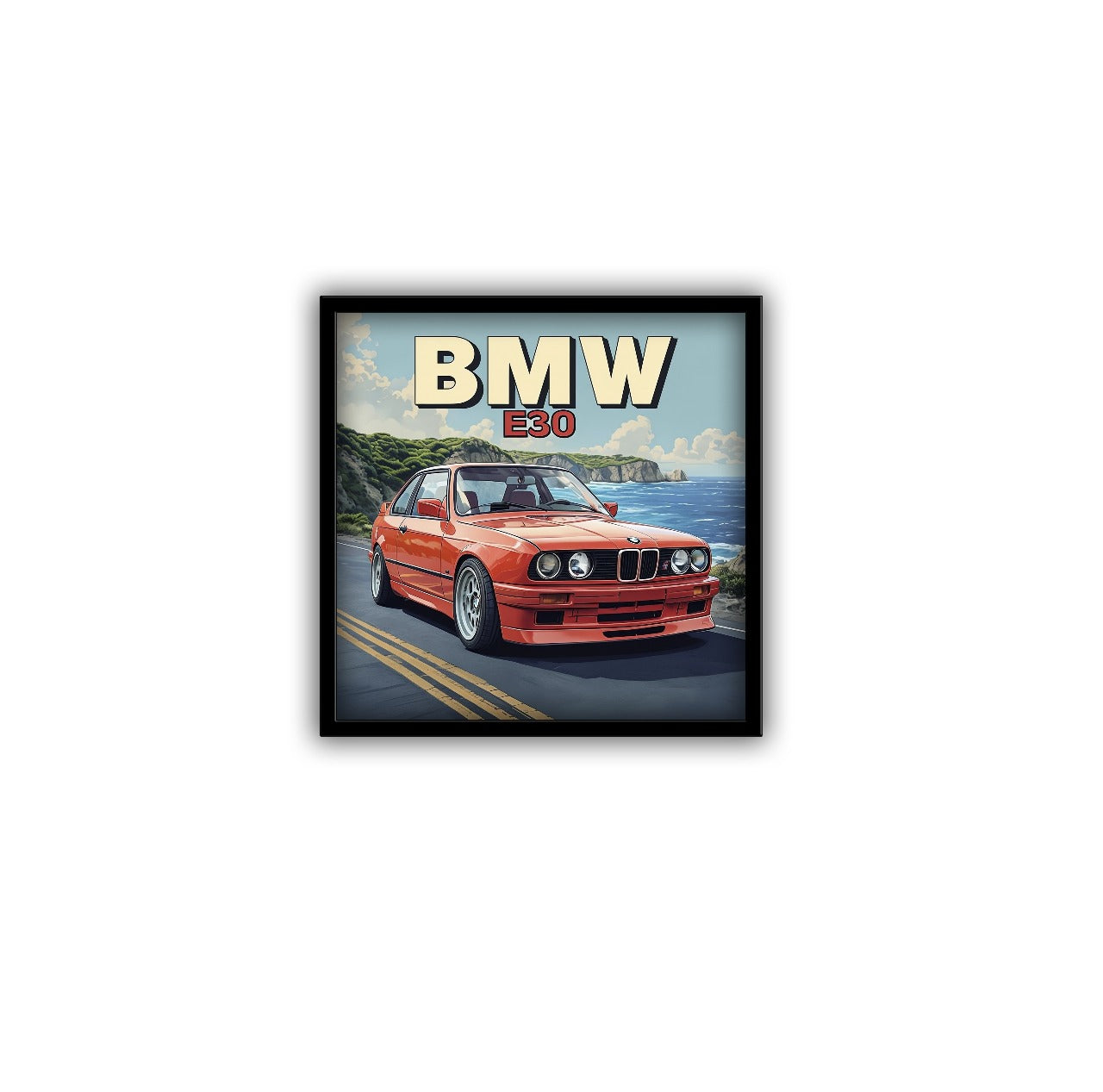 Bmw E30 Car Posters With Frame - 5*5 Inches