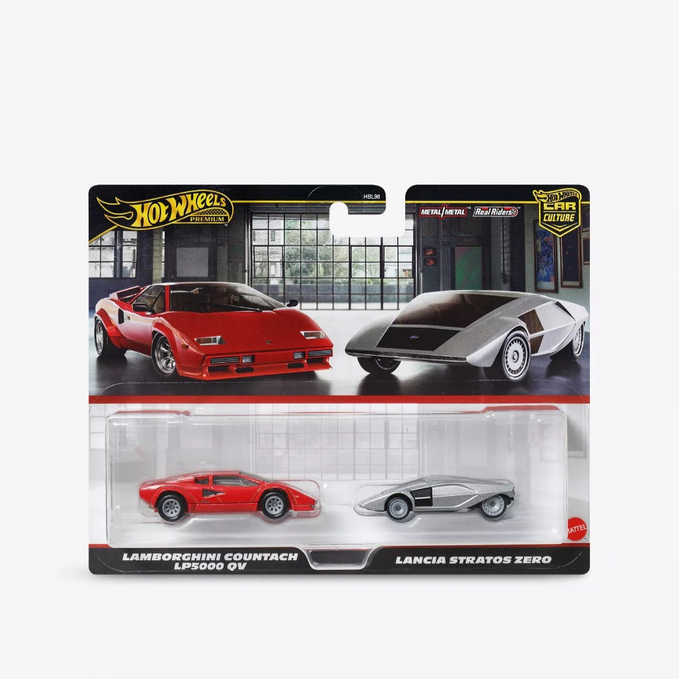 Hot Wheels premium 1/64 Car Culture Team Transport Lamborghini Countach LP5000 QV & Lancia Stratos Zero