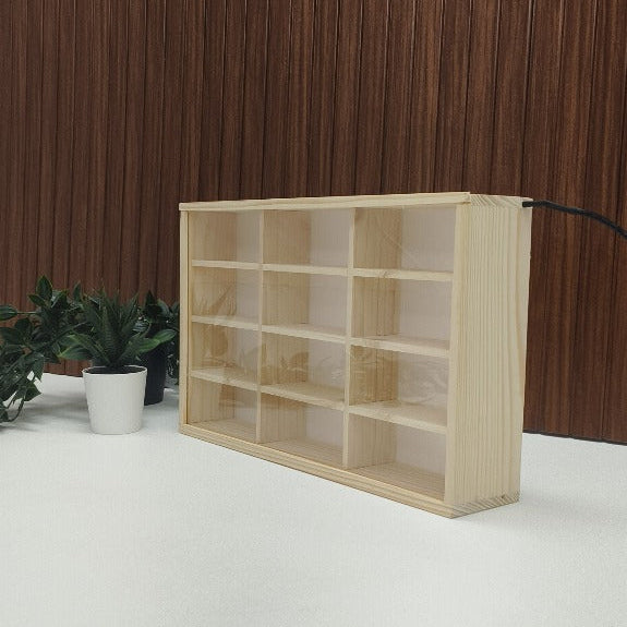 Wooden LED Hot Wheels Diecast Organizers With Light With Acrylic Dust Covers -  Fits 12 Cars ( No cars Included )