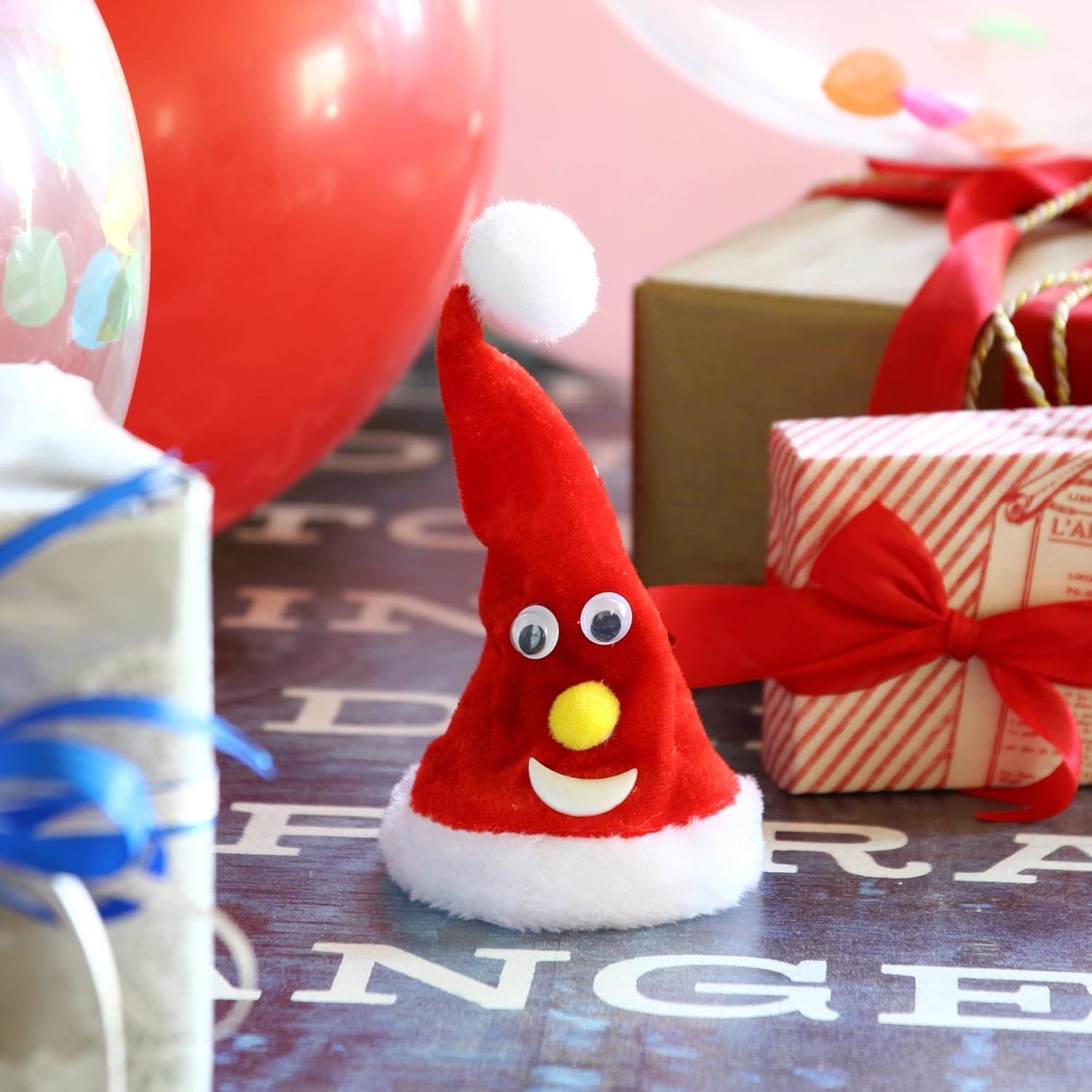 Decorative Moving Santa Cap ShowPiece With Sound - Battery Operated