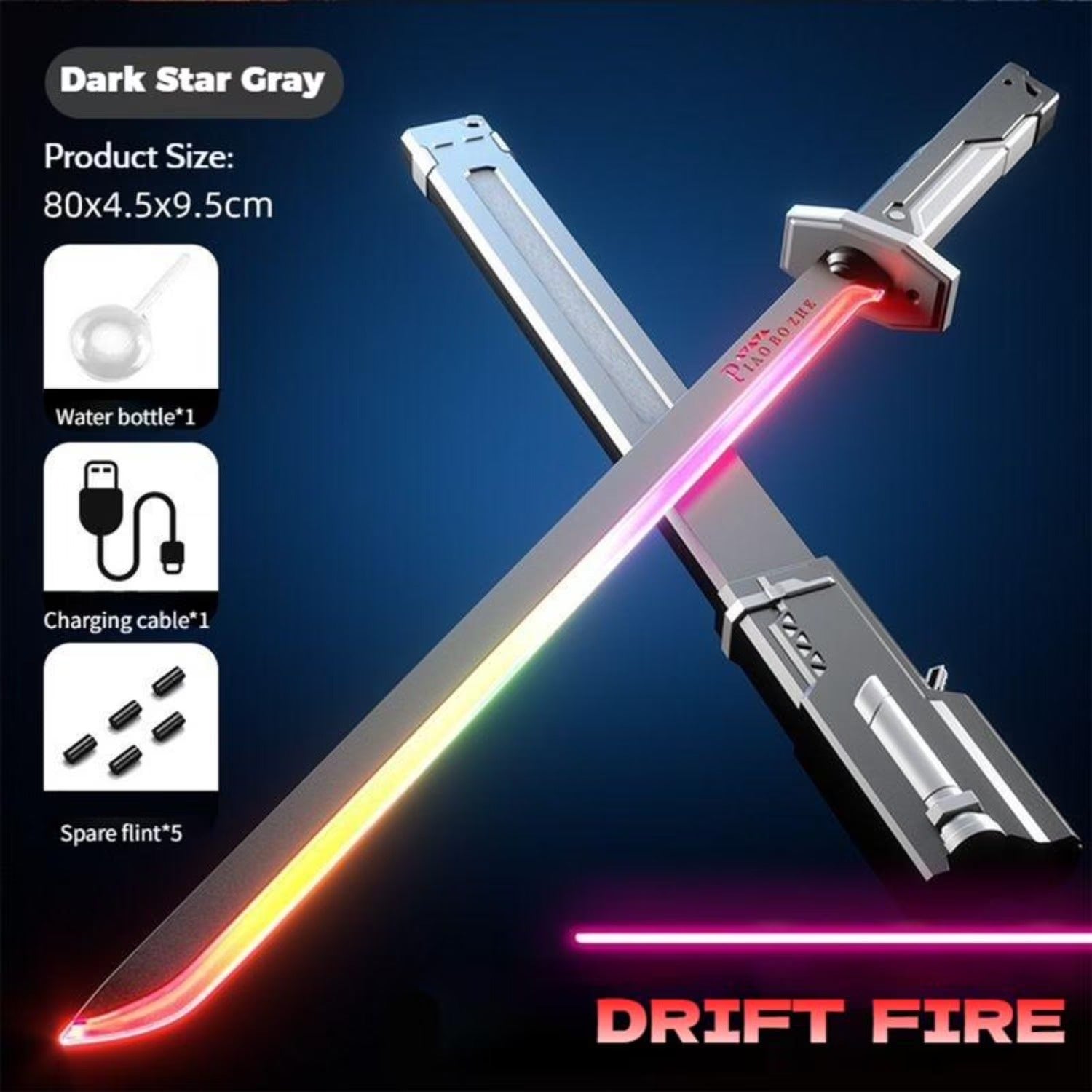 Flowing Colorful Lightsaber Led Black Sword with Spark & Smoke Effect - Usb Chargeable (Partial Cash on delivery allowed on this product)