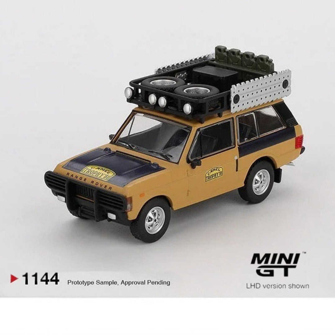 Mini GT Imported Code 1144 - Range Rover 1981 Camel Trophy Sumatra Winner C. Swoboda & K. Mentel LHD