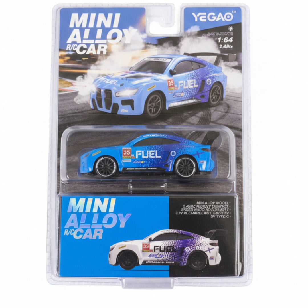 YEGAO 1:64 Mini RC Alloy Sports Drift Car 2.4GHz Remote Control Car | Blue Die-Cast Racing Car with Controller