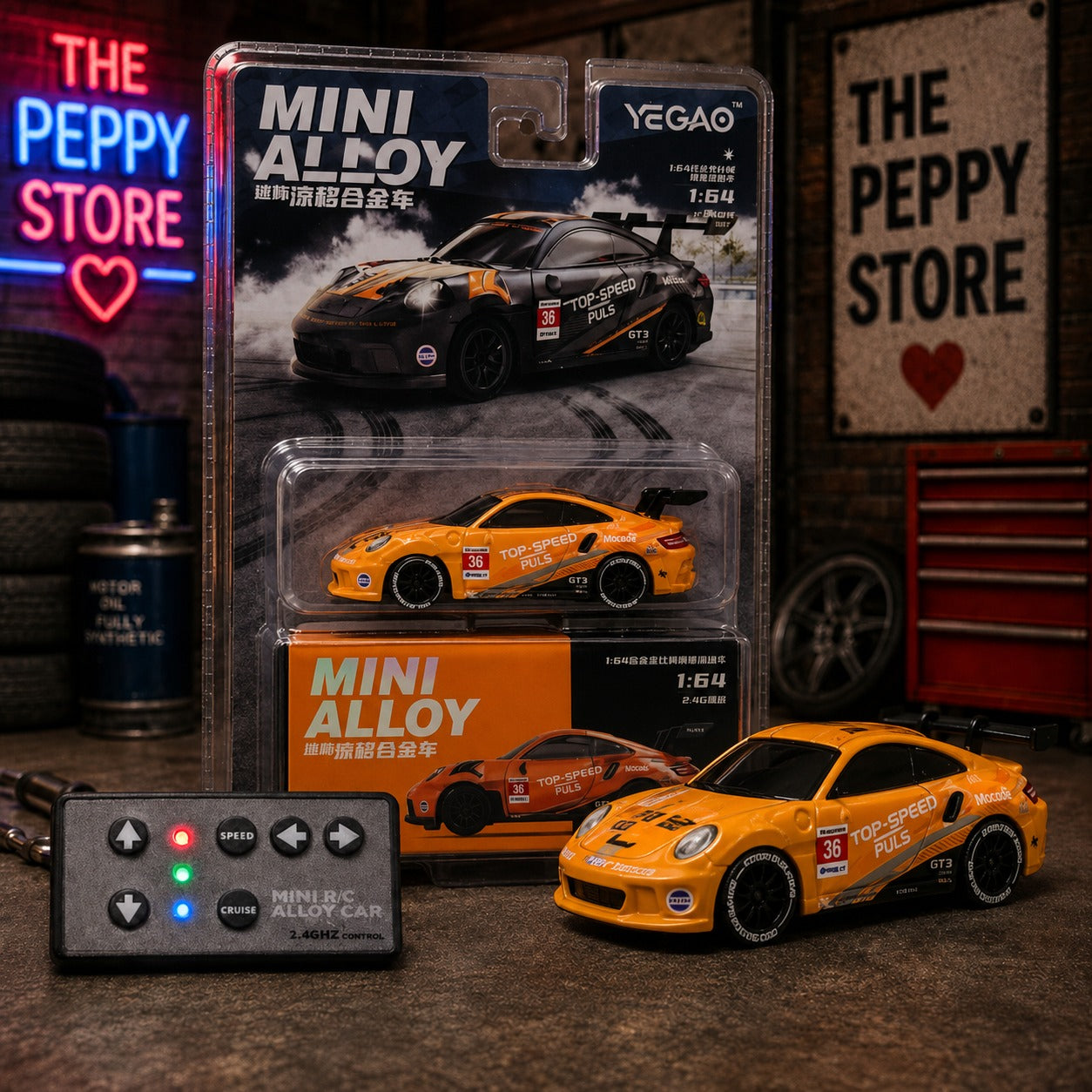 YEGAO 1:64 Mini RC Alloy Sports Drift Car 2.4GHz Remote Control Car | Orange Die-Cast Racing Car with