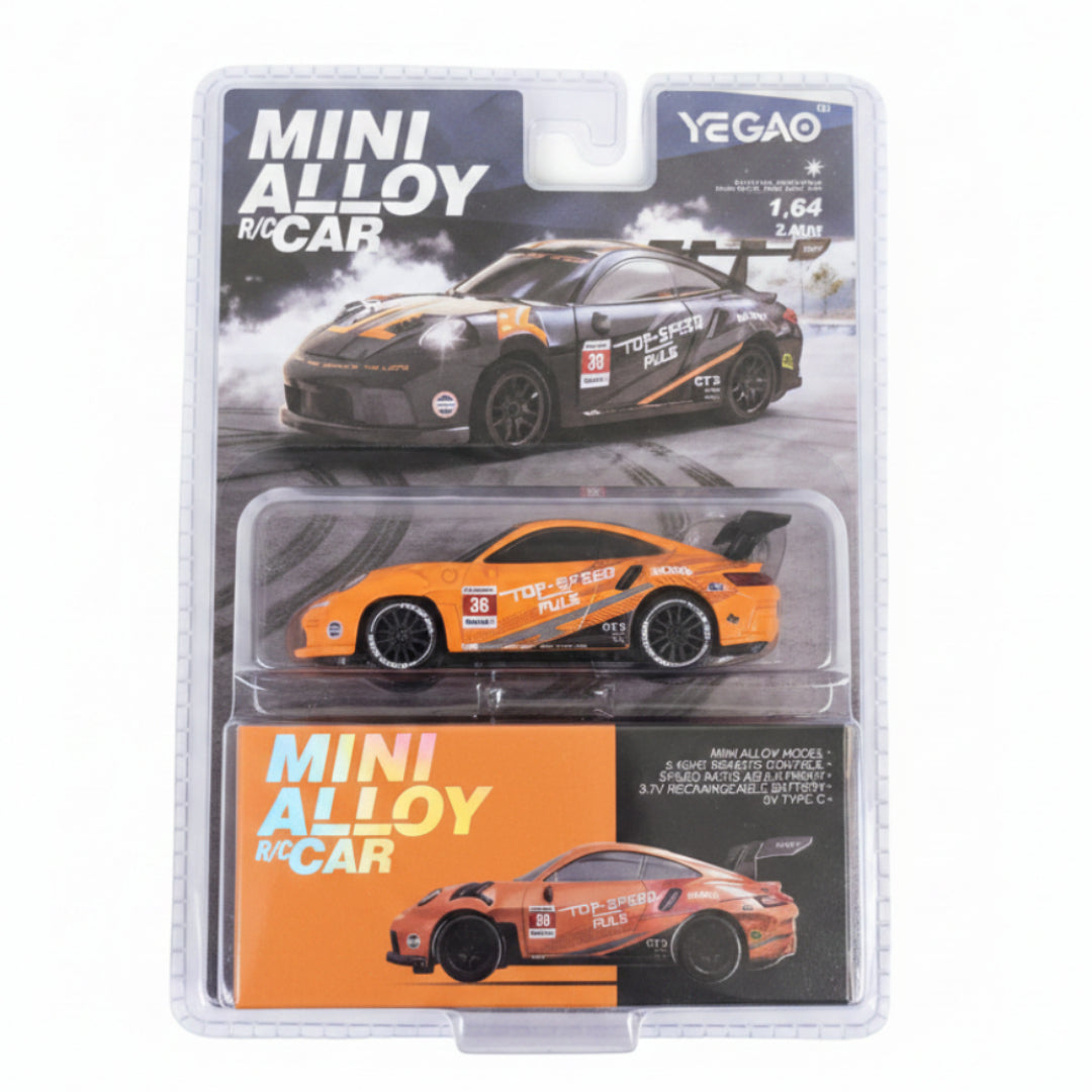 YEGAO 1:64 Mini RC Alloy Sports Drift Car 2.4GHz Remote Control Car | Orange Die-Cast Racing Car with
