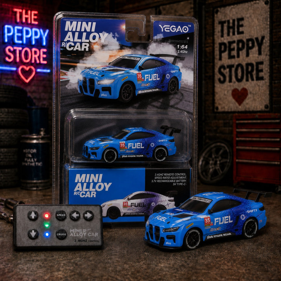 YEGAO BMW 1:64 Mini RC Alloy Sports Drift Car 2.4GHz Remote Control Car | Blue Die-Cast Racing Car with Controller