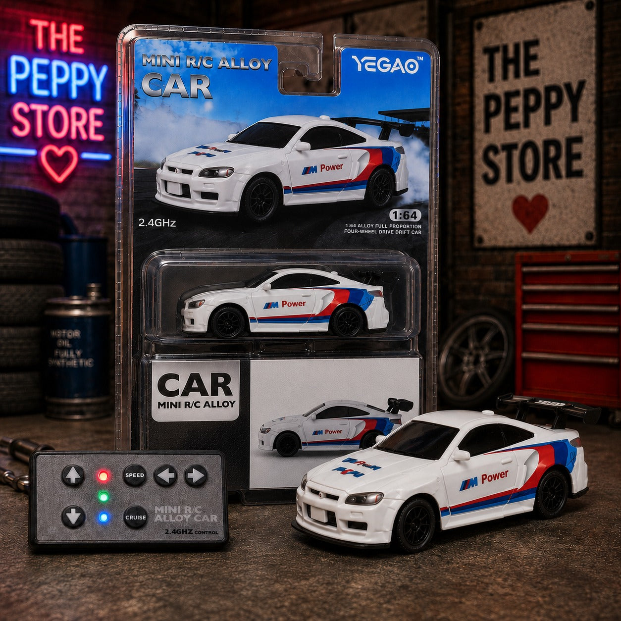 Yegao BMW M4 GT3 (G82) White Scale 1:64 Mini 2.4 GHZ Remote Control Alloy Full Proportion Four-Wheel Drive Drift Car