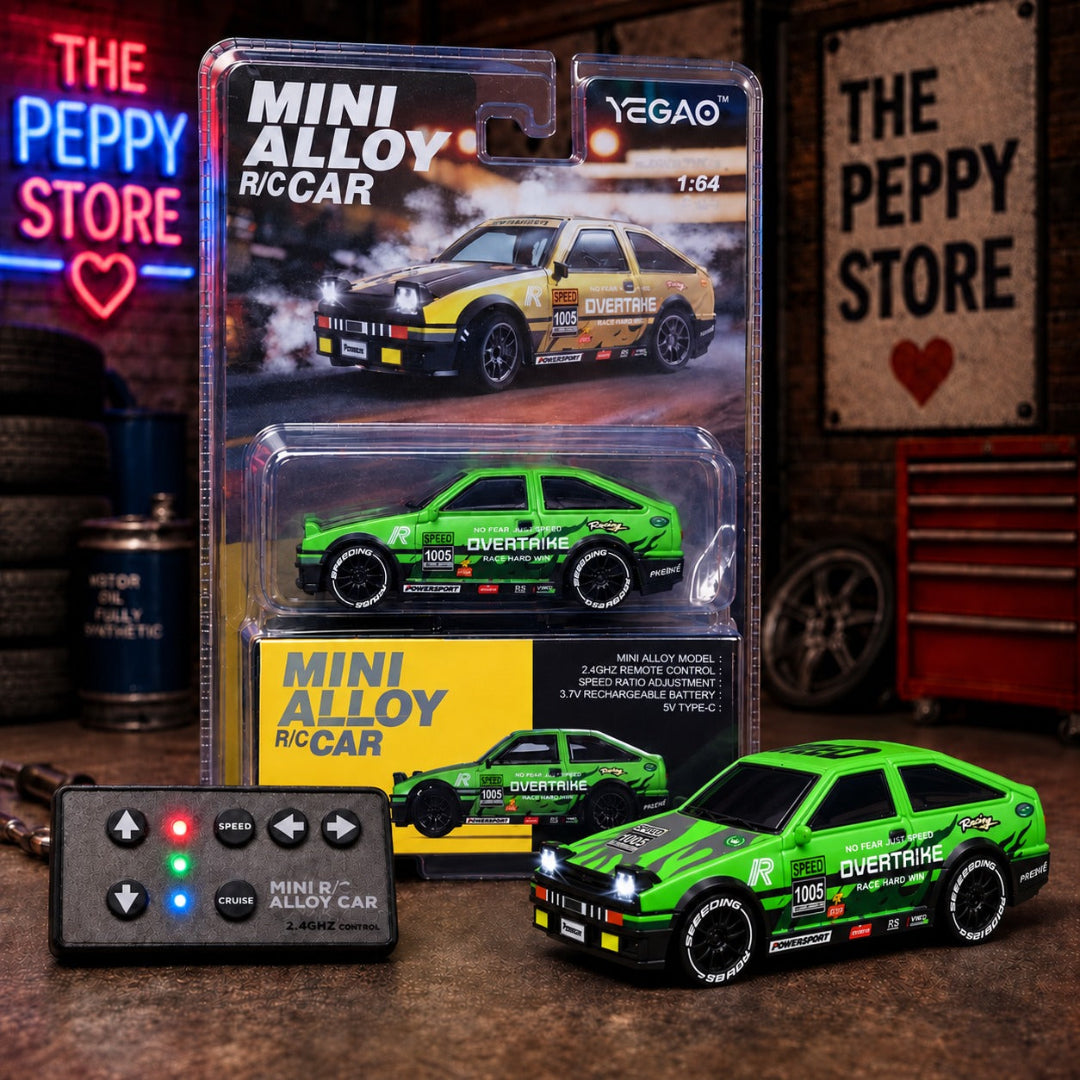 Yegao Mini Alloy RC Sports Drift Car 1:64 with 2.4GHz Remote Control –Green