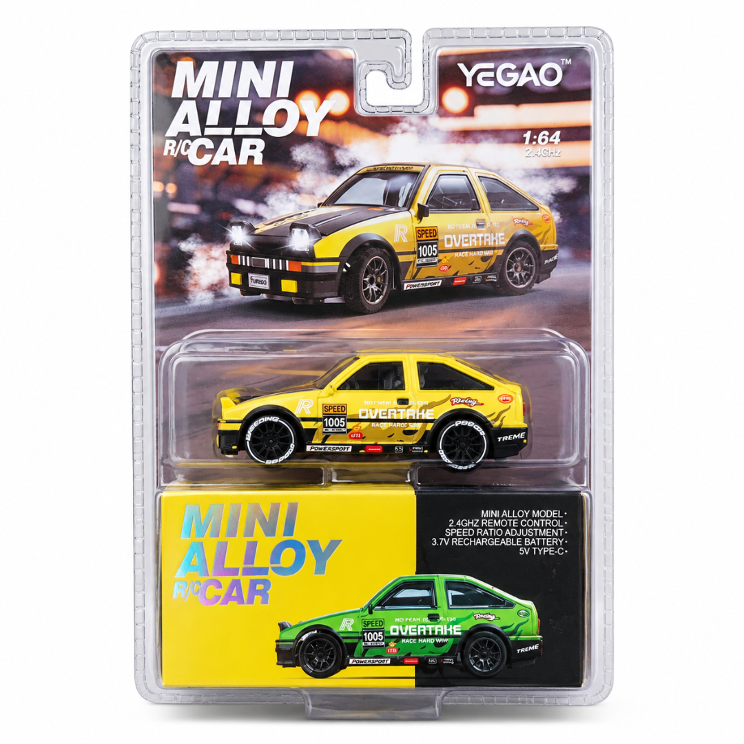 Yegao Mini Alloy RC Sports Drift Car 1:64 with 2.4GHz Remote Control – Yellow