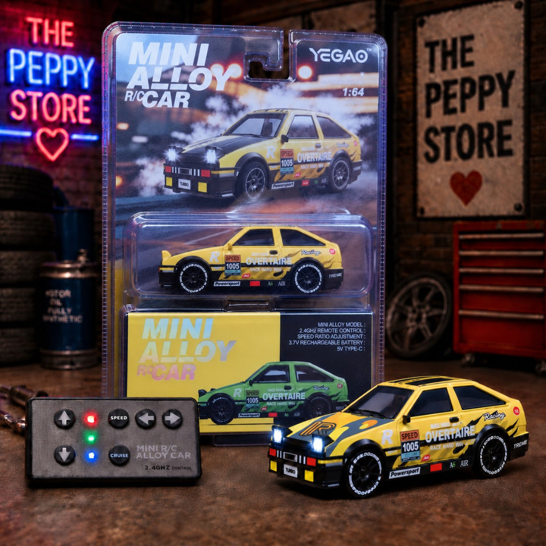 Yegao Mini Alloy RC Sports Drift Car 1:64 with 2.4GHz Remote Control – Yellow
