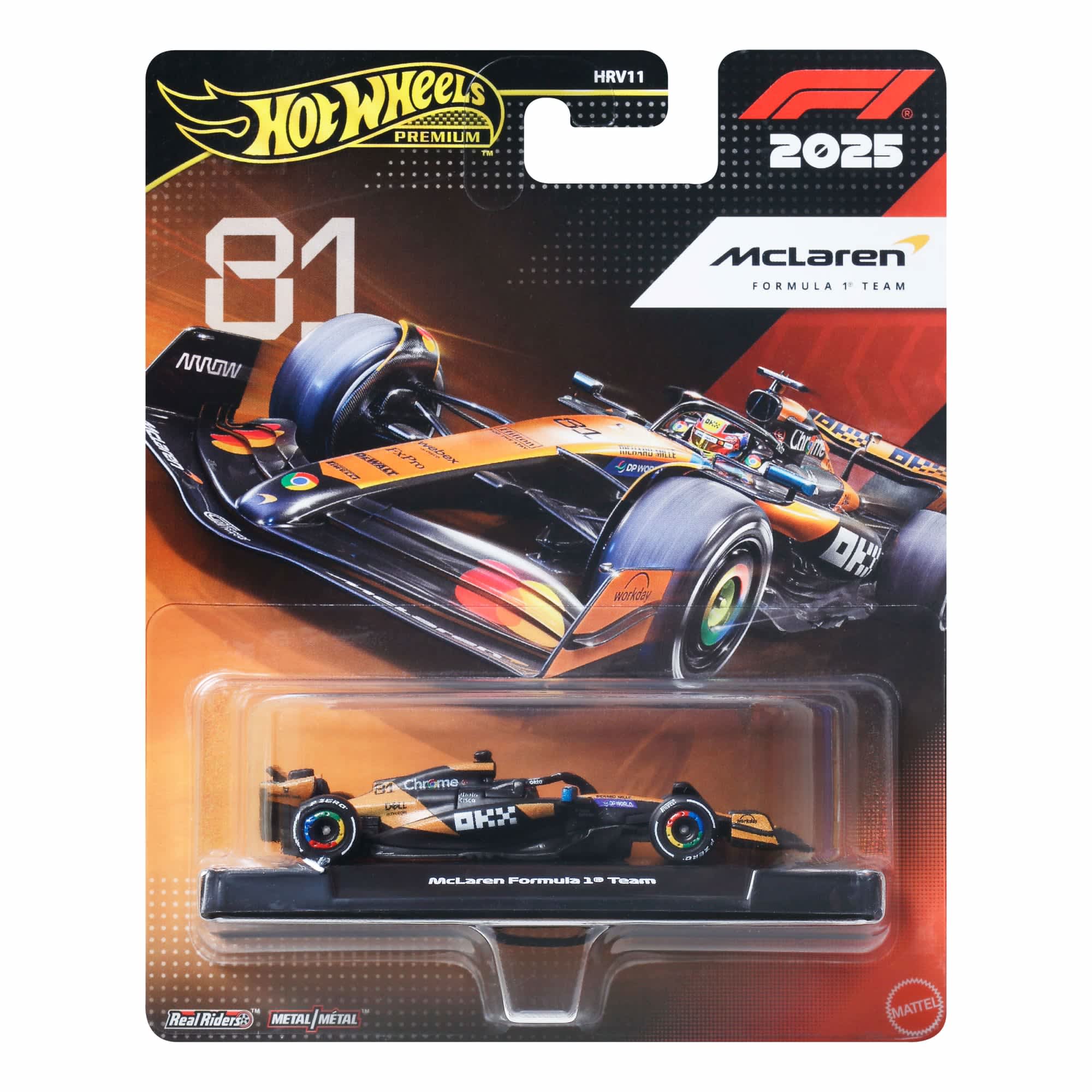 Hot Wheels Scale 1:64 Premium Formula F1  2025 Diecast Model Cars - Mclaren Formula 1 Team (#81)