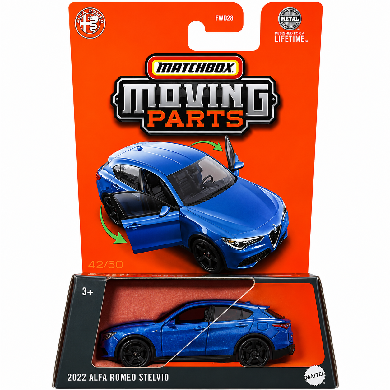 Matchbox Moving Parts 2022 Alfa Romeo Stelvio Die-Cast Model Car – Opening Doors Edition