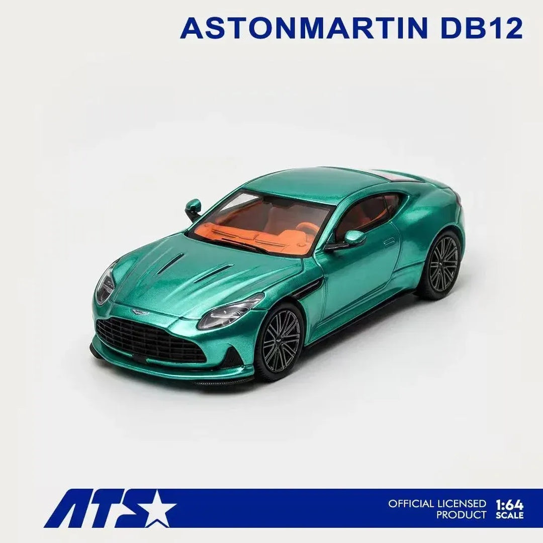 ATS Aston Martin DB12 Green 1:64 Scale Diecast Model Car with Display Case