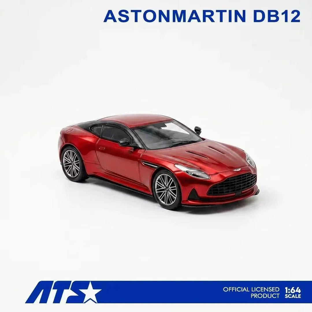 ATS Aston Martin DB12 Red 1:64 Scale Diecast Model Car with Display Case